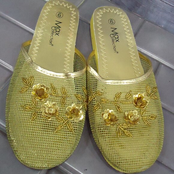 SIZE 9. Max collection bead embellished mesh slippers. - Picture 1 of 16